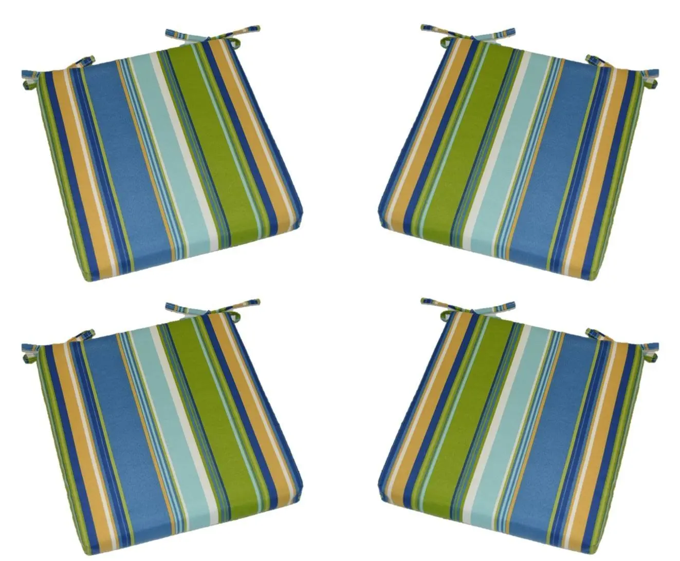 Green striped universal chair cushion
