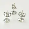 Silver-plated Brass 4-6-8mm Flat Pad Surgical Steel Post Earring Finding