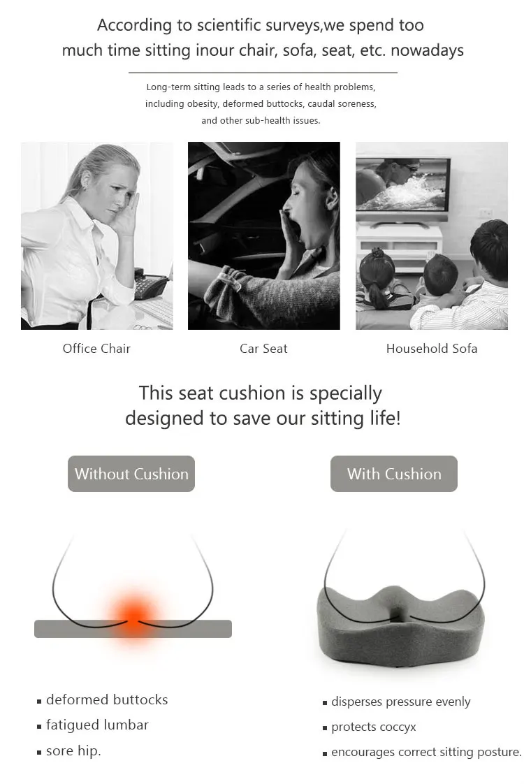 Foldable Shock Absorbing Coccyx Orthopedic Car Driver Luxury Cushions Driver Car Seat Cushion For Back Pain