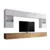Floating Wall Mounted LED High Gloss UV TV Stand Set With Storage