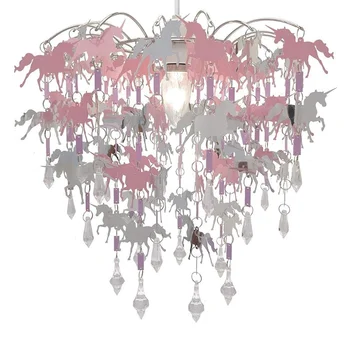 unicorn chandelier children bedroom lamp shade for girls nursery decoration  pink purple silver with shiny pendants - buy children bedroom lamp