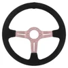 330mm/350mm Titanium Black 3-Spoke Suede Steering Wheel with Control Button Steering Wheel Racing