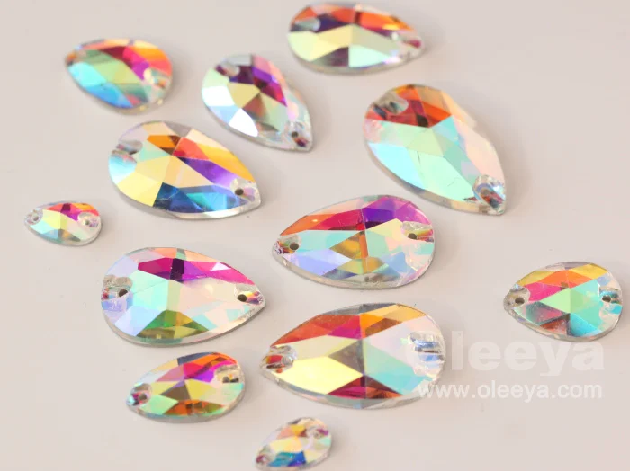 Colorful 5A Quality 13*18mm Pear Shape Crystal ab Sew on Gems Rhinestone Stone for Wedding Dress Bridal Gown Decorations