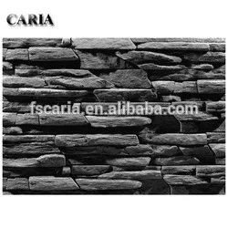 Exterior Wall Cladding Black Slate 15x60cm Foshan Dark Grey Natural Stone Veneer Panel