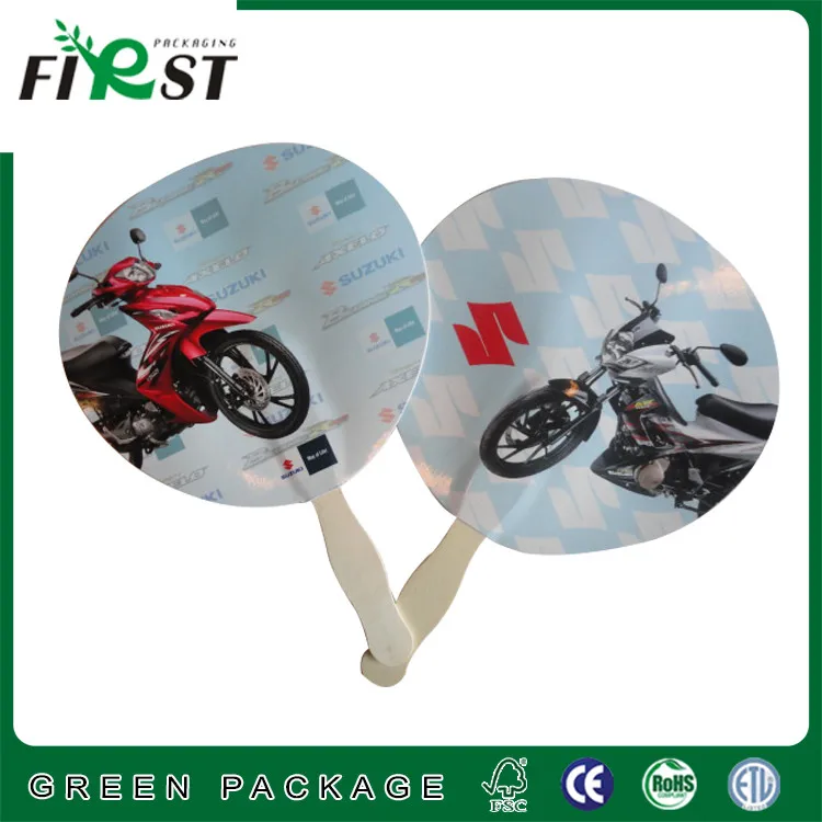 Custom Design Paper Fans With Wood Handle/custom Printed Cardboard