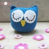 Crochet Baby Sleeping Blue Owl Knitted Toy Amigurumi Stuffed With Polyfill