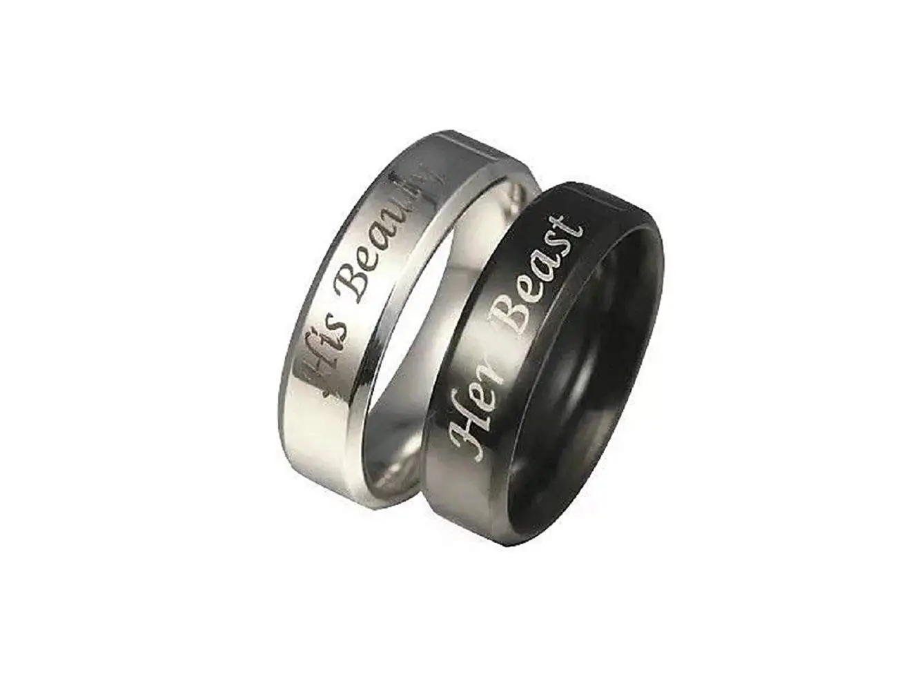 Aegean Jewelry Beast and Beauty Love Style Wedding Band Set Engagement Promise Anniversary Couple Ring