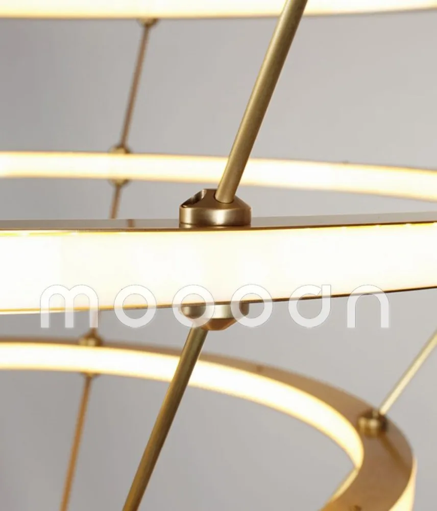 Moderna appesi oro grandi art deco rame ottone cerchio led ad ... Lampadari disegno Ottone