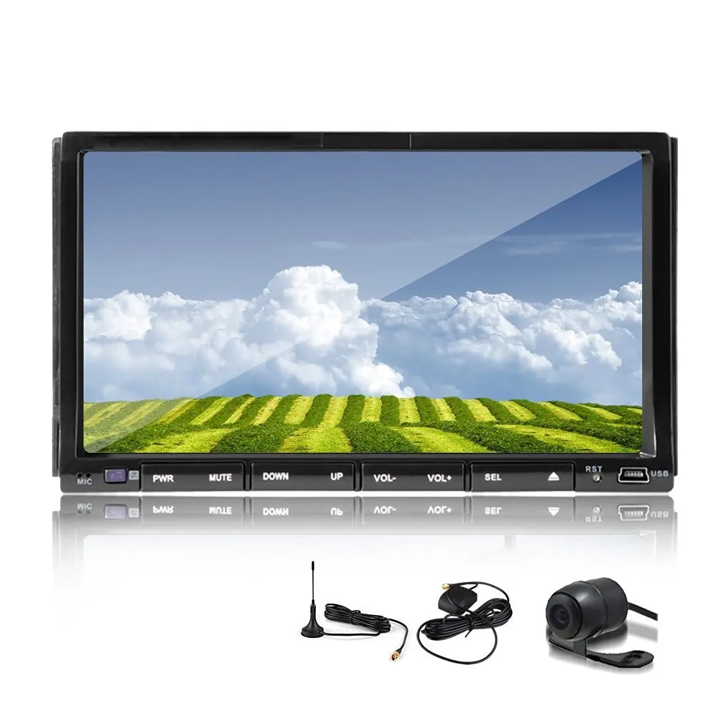 Christmas Sale!!! Accessory 2015 New HOT Design Car PUPUG 7 Inch Double DIN In Auto Radio Dash Car DVD Radio Stereo Player LCD Head Deck Touchscreen LCD Monitor CD with DVD CD MP3 MP4 USB Logo