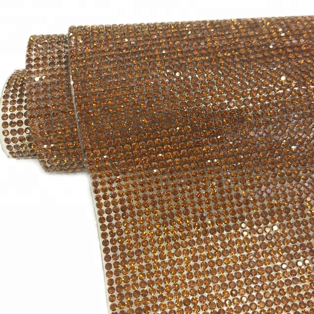 S035 Hotfix Crystal Rhinestone Sheet Mesh Rolls Crystal Mesh Fabric