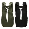Casual Men Canvas Backpack Large Capacity Barrel Backpack Army Green String Drawstring Daypack Backpacks