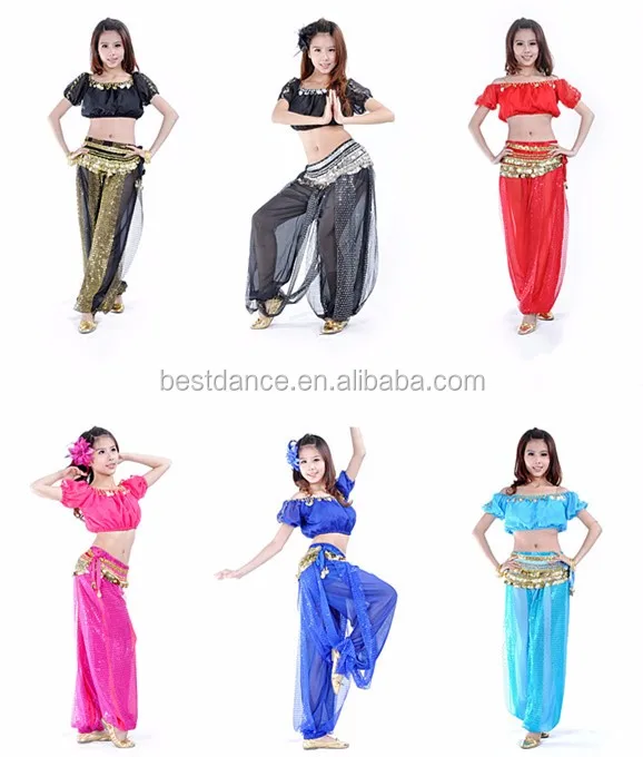 Bestdance Women Sexy Arabic Belly Dance Dancing Short Sleeve Top Belt