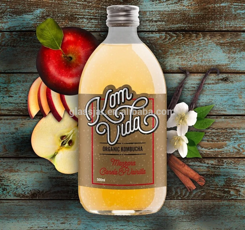 Customize 250ml /350ml Crafted Kombucha Beverage Glass Bottle With