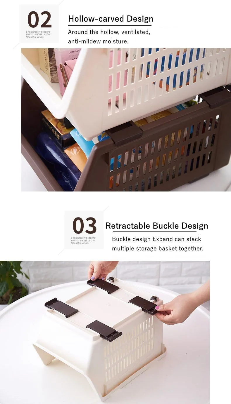 Large Capacity Stackable Living Room Plastic Sundries Storage Basket