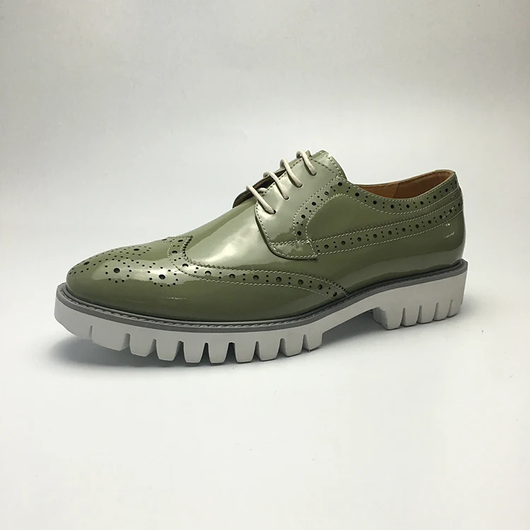 Olive Green Patent Leather Men Casual 