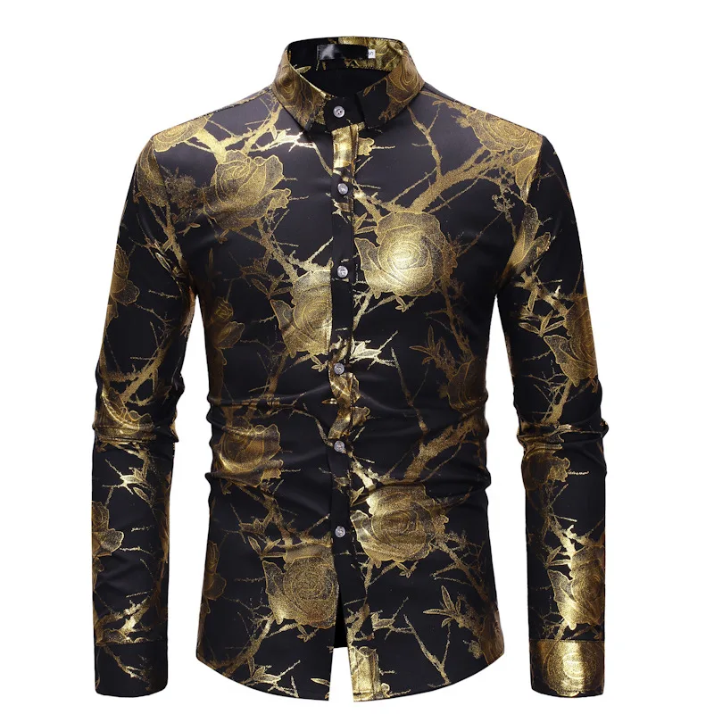 A6189 Mens Long Sleeve Fashion European Poets Collar Shirts Luxury ...
