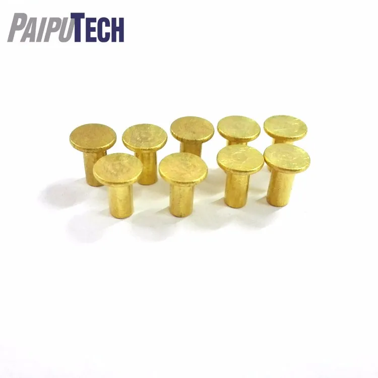 Din 7338b Brass Metric Flat Head Semitubular Rivets Buy Din 7338 B,Brass Rivet,Semitubular