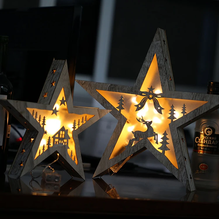 Small Christmas Holiday Decoration Wooden Led Light  Buy Wooden Led