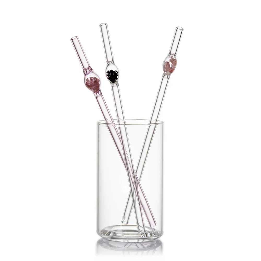 Diameter 8mm Crystal Energy Gemstone Glass Drinking Straws Natural Crystal Quartz Glass Straws