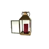 Chinese company names plating Gold stainless steel metal block candle lantern