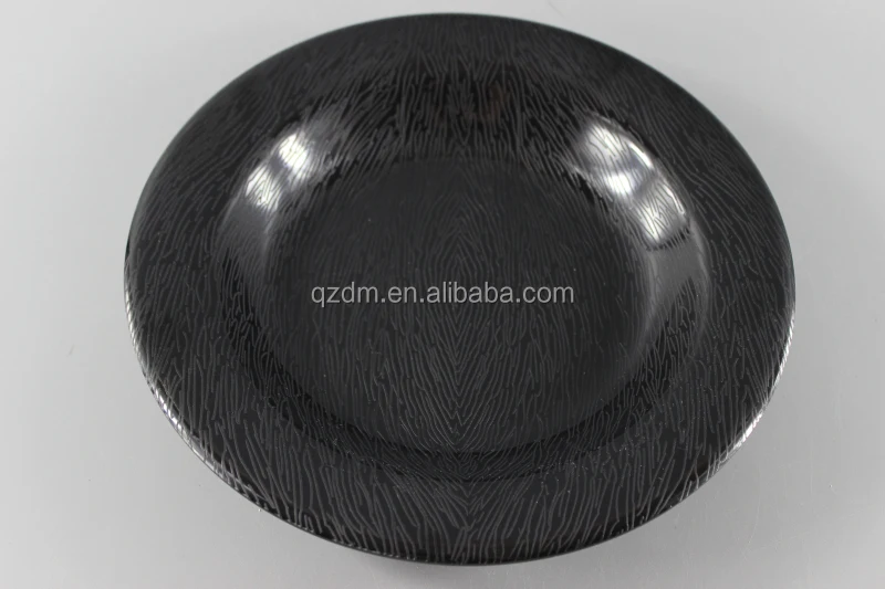 Black Plastic dinner plate Embossment deep dishes