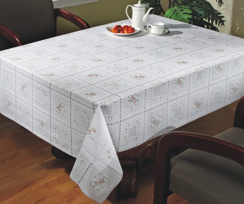 White And Printing Pvc Lace Table Cloth In Roll Pvc Tablecloth Buy