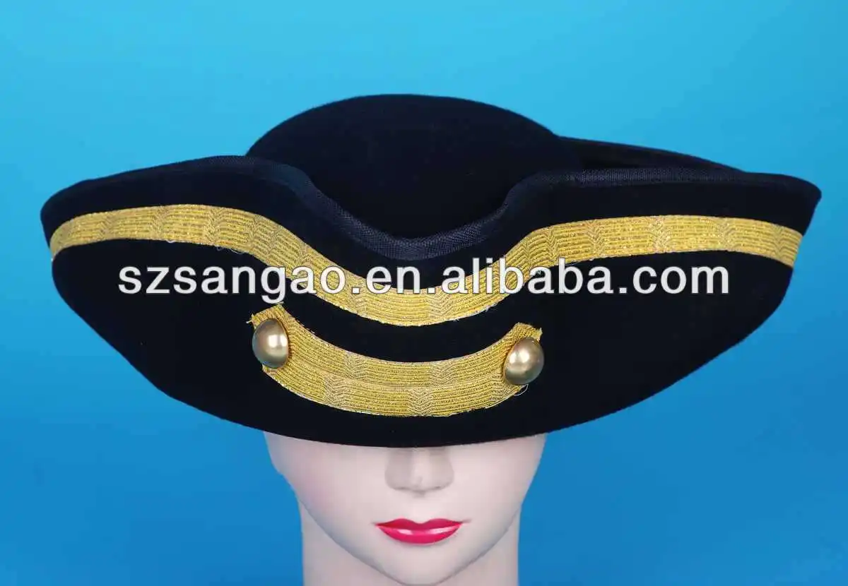 Wholesale Black Fashion Felt Wool Pirate Hat For Men Or Women Or Kids