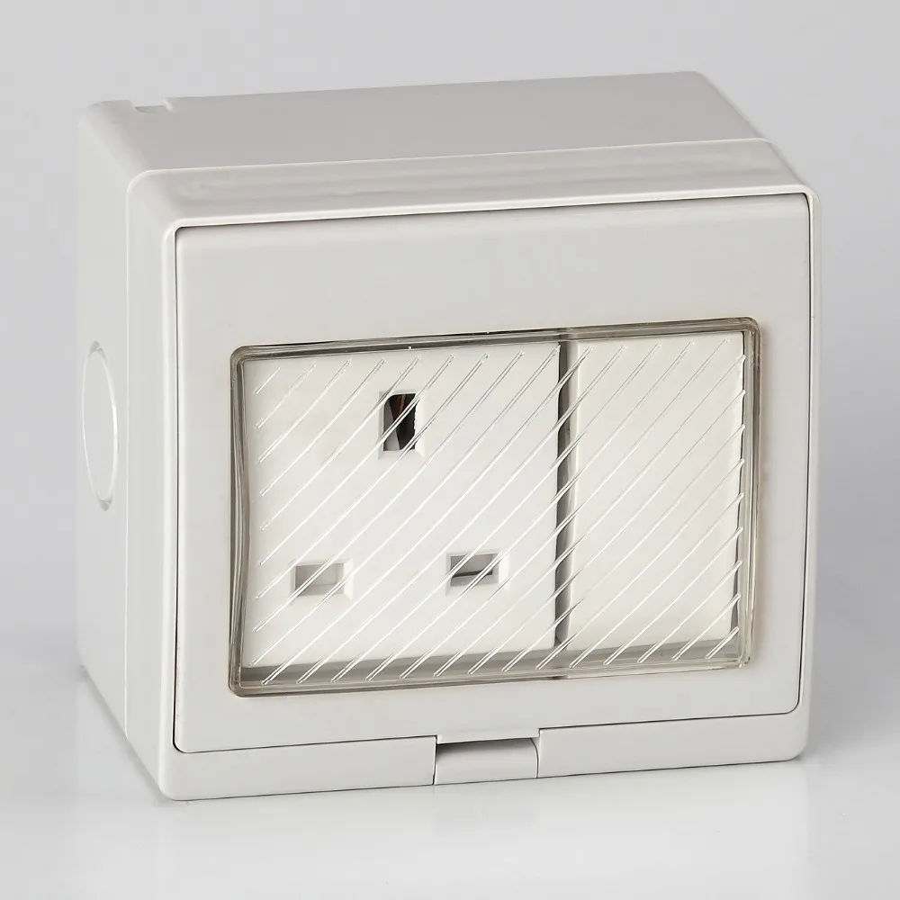 Ip55 British Uk Style 250vac 13a 1gang Surface Wall Mounted Waterproof