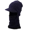 Cable Knit Cold Weather Wind Proof Full Face Thermal Fleece Knit Balaclava Visor Beanie With Flexible Neck Guard