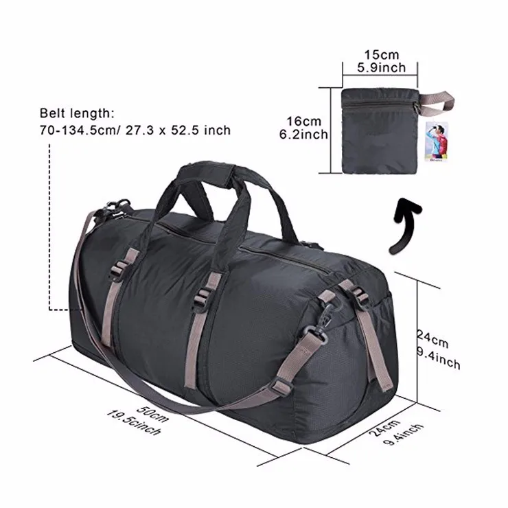 FakeFace Waterproof Foldable Lightweight Nylon Travel/Sports/Gym Duffel Bag Crossbody Bag 