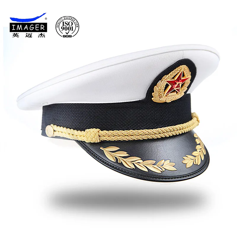 Chinese White Navy Officer Caps With Logo Pattern Badge - Buy Navy ...