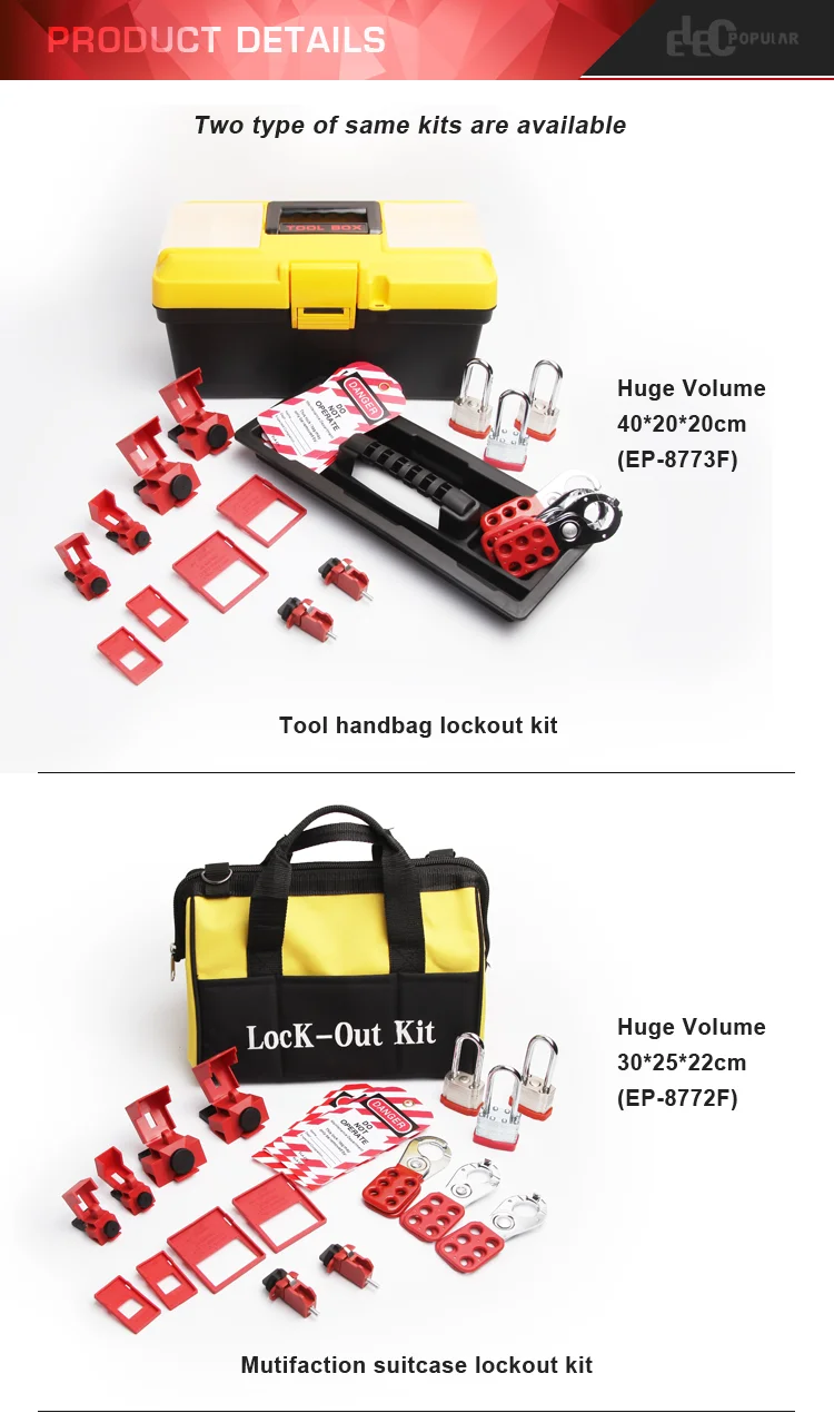 Industrial Safety Breaker Lockout Tool Bag Kit With Laminated Padlock ...