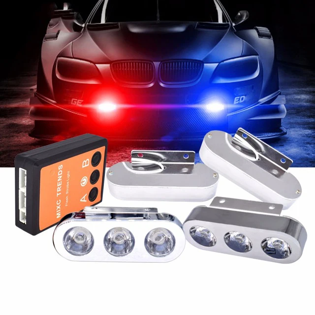 1 セット 4 × 3 LED 警察点滅ライト車スポット LED ストロボ警告灯ランプ 12 ボルト高輝度クローム緊急デイランニングライト