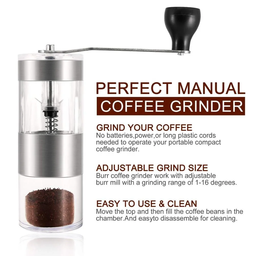 Manual Coffee Grinder With 5level Grinding Ceramic Conical Burr Mill