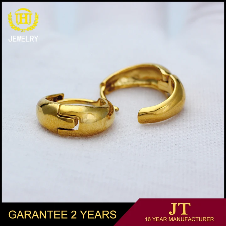 18k Gold Plated Filled Hoop Earrings Round Earrings - Buy Gold Earing