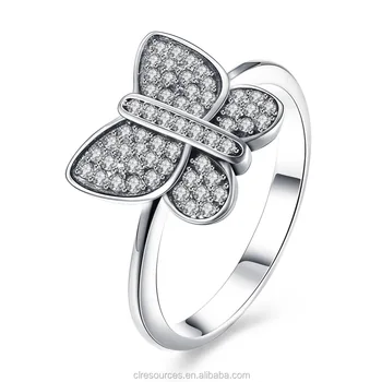925 Sterling Silver Ring With Diamond Butterfly Cz Fashion Modern Ring