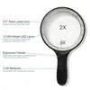 Handheld Magnifying Glass with 12 Bright LED Lights 2X Lens with 5X Zoom Magnification