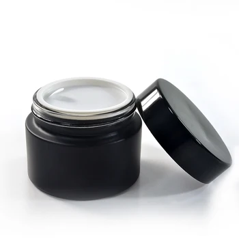 Download 50g Matte Black Frosted Glass Cosmetic Cream Jar Container With Black Lid Wholesales - Buy 50g ...