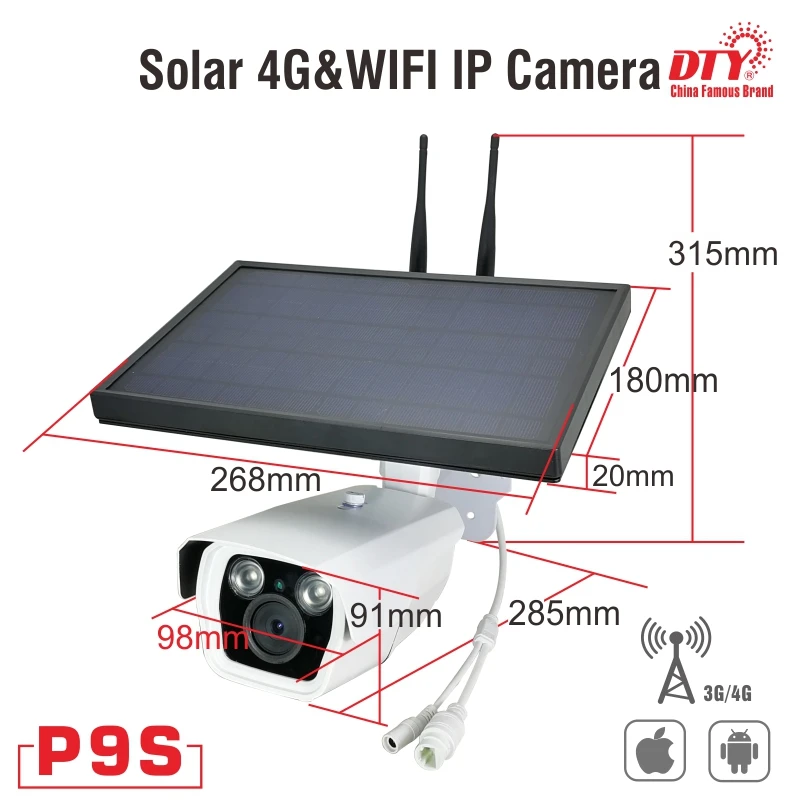 DTY 720P/1080p outdoor wireless solar power  secur ip camera WIFI