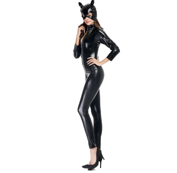 Hot Sexy Black Leather Unitard Catwoman Costume Buy Catwoman Costume