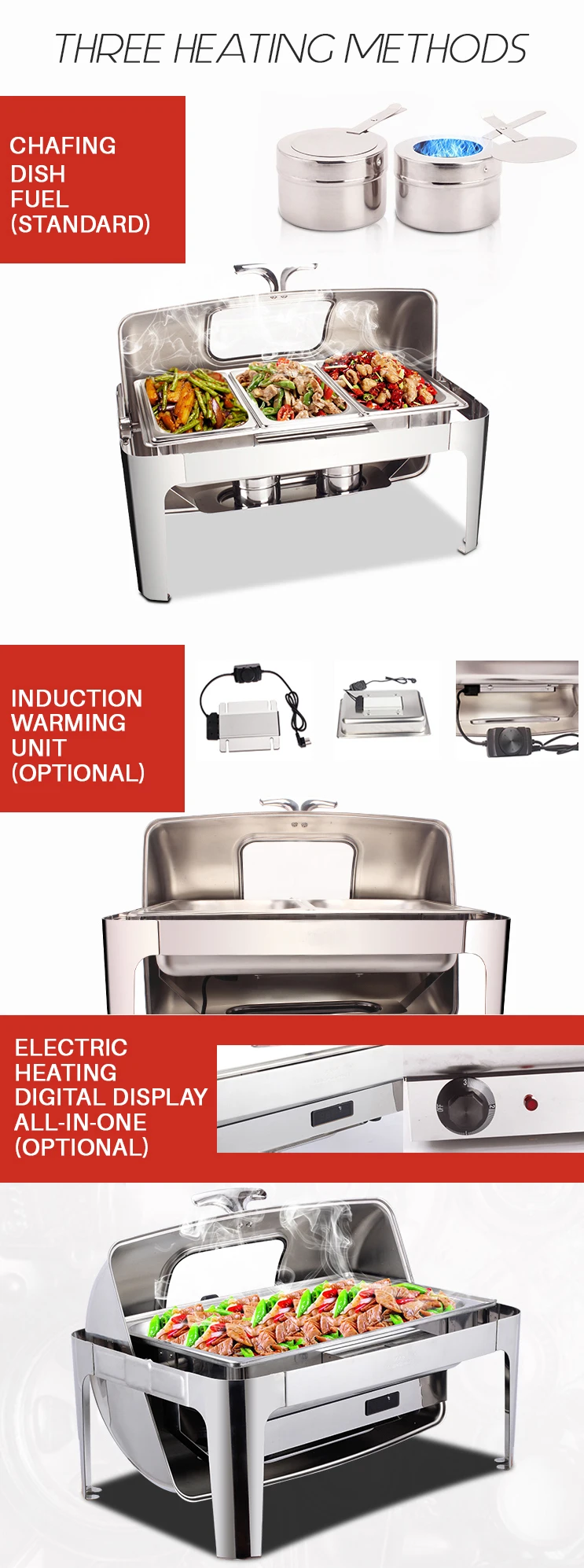 Wholesale Rectangular Roll Top Chafing Dish Buffet Chaffing Dishes Sets