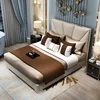 Modern bedroom furniture Italian style microfiber leather king size bed