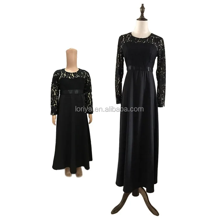 2017 Latest Fashion Muslim Women And Children Maxi Dress 3 Colors Islamic Mommy And Me Dubai 