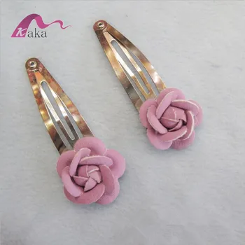 Rose Fabric Snap Hair Clips Flower Decorative Metal Hair Clips For