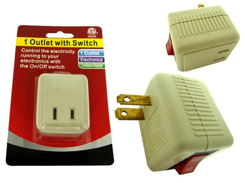 Single Outlet Wall Tap Adapter With Lighted Switch Power On/off Switch
