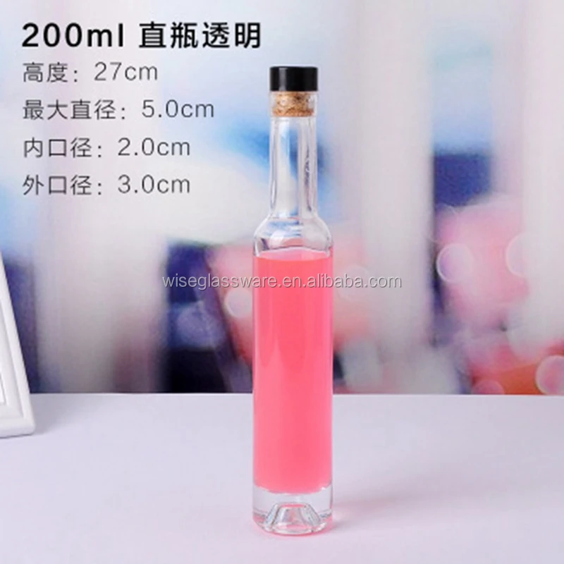 Wholesale Thin Tall Round Glass Wine Bottle Cork Small Wine Bottle For Cold Drinking 200ml 350ml
