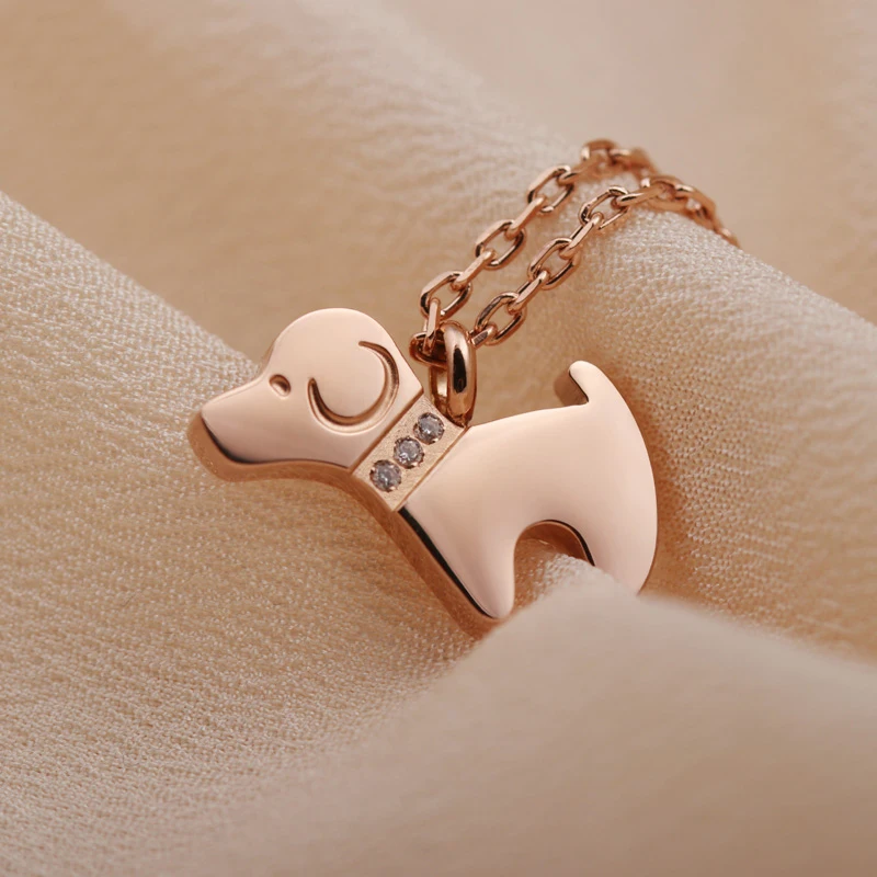 fashion stainless steel necklaces pendant gold plated tiny dog necklace