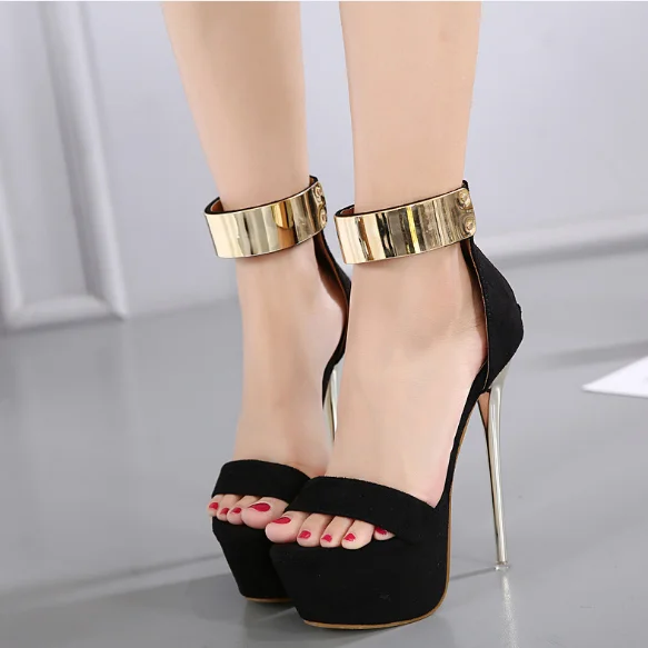 H10120b Ankle Strap Gold Pencil High Heel New Model Women Sandals ...