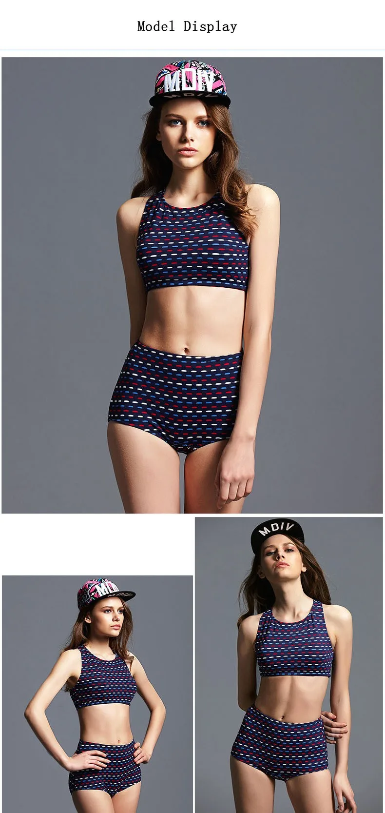 Two Piece Training Swimsuits Oem Customized Polyester Sport Swimwear