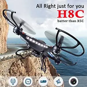 JJRC H8C 4CH 6-Axis Gyro Better than X5C RC Quadcopter with 2.0MP Camera (Mode 2) RTF Black for Playing Toy & Gift